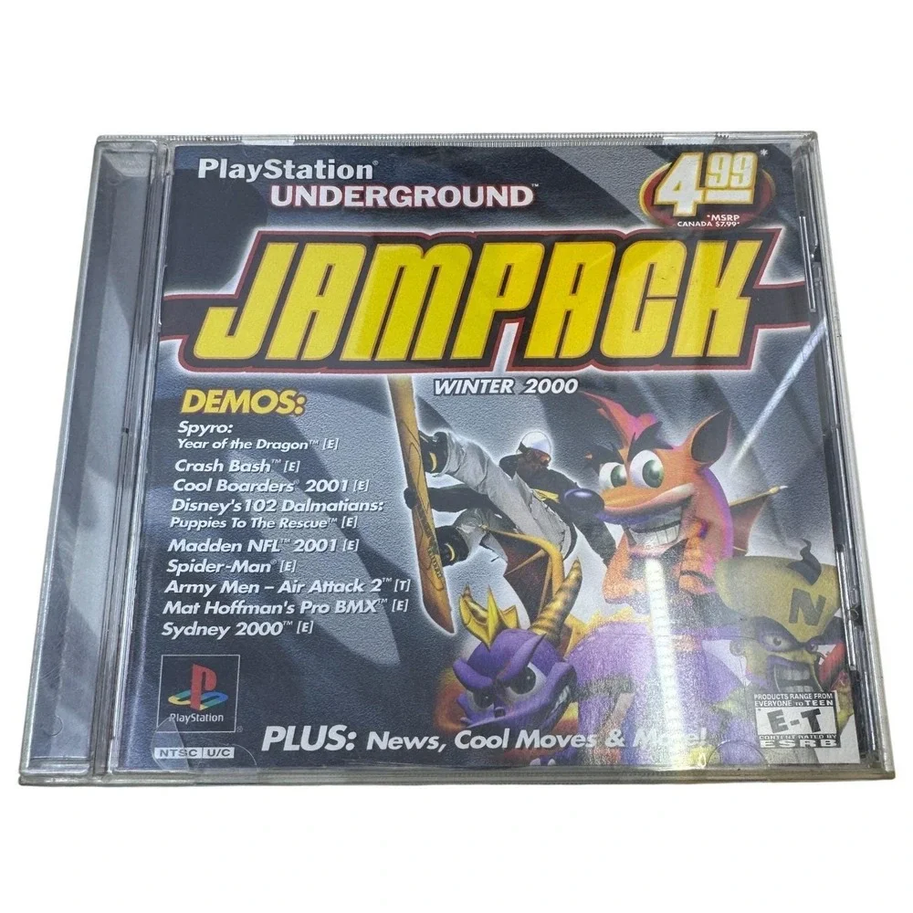 PlayStation Underground Jampack Winter 2000 PS1 Demo Disc Spyro Crash SCUS-94624